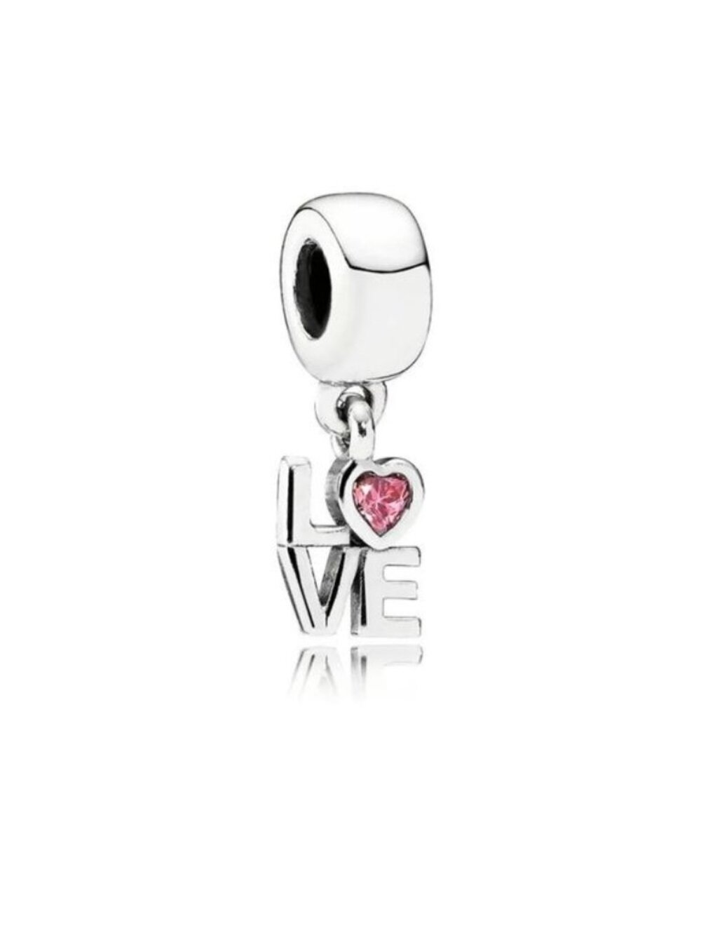 Pandora Sterling Silver LOVE Charm w/ Salmon CZ Heart - 791253CZS